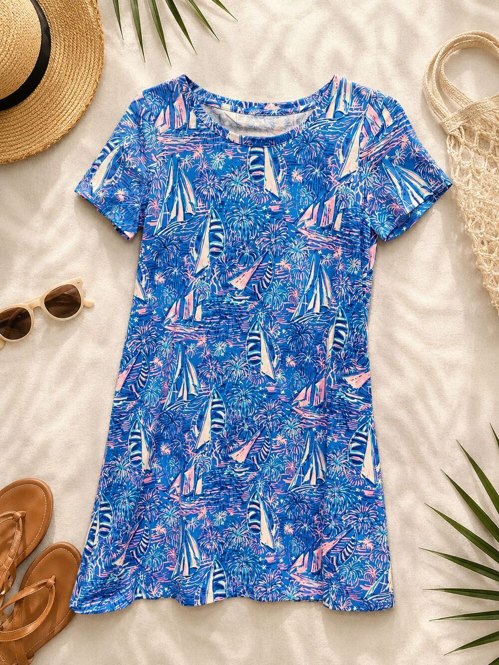 Lilly Pulitzer Cody T-Shirt Swing Dress “It’s A Sailabration”  Nautical SMALL